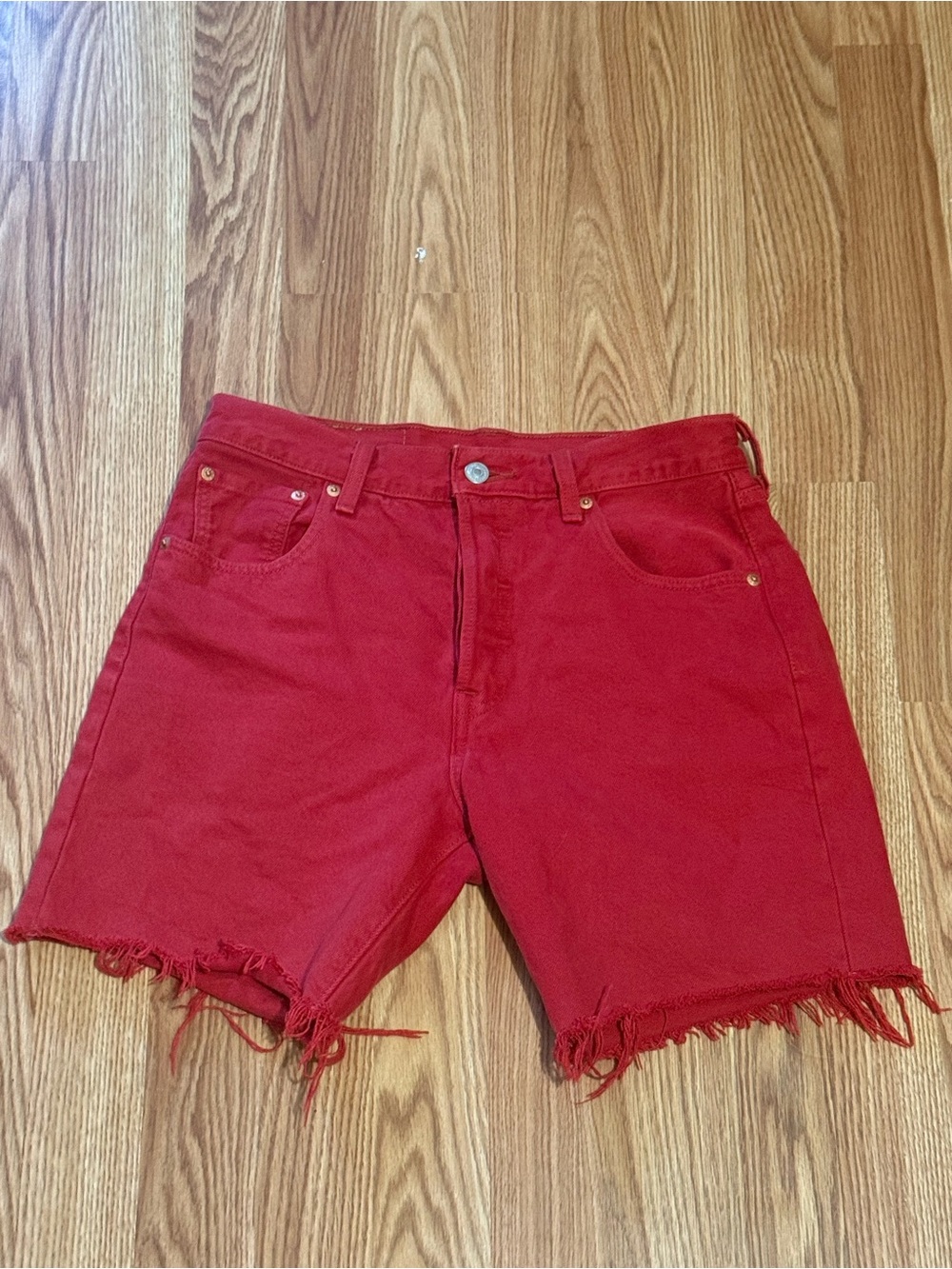 Vintage  Levis 501 Red Denim shorts W29